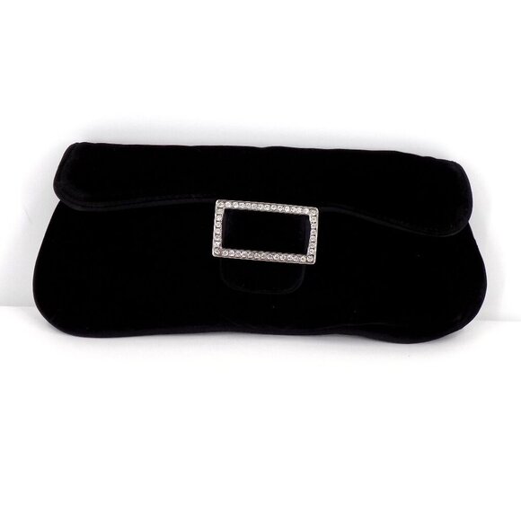 Cole Haan After 5 Evening Clutch Velvet Black Rhinestones - Picture 1 of 5